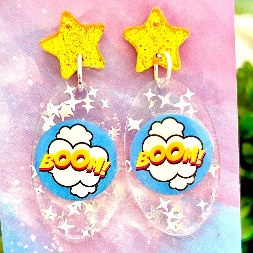 Boom Comic Book Inspired Acrylic Earrings